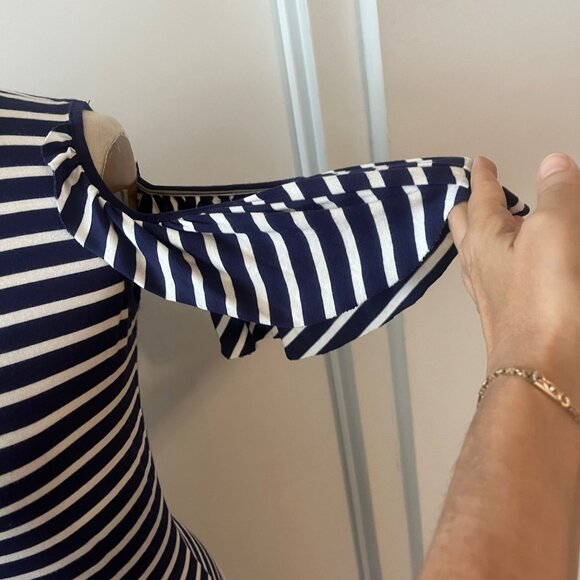 RACHEL PALLY  Cosmos Midi Dress  Navy/White Stripe Size Large - Picture 6 of 8